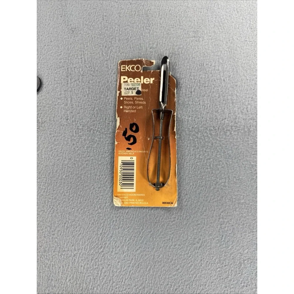 Vintage EKCO Tempered Steel Blade Peeler, Floating Nee-Action. 1984 NOS 6